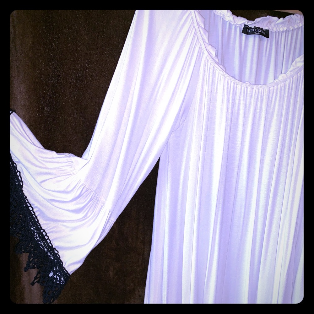 White & Black crotchet boho dress
